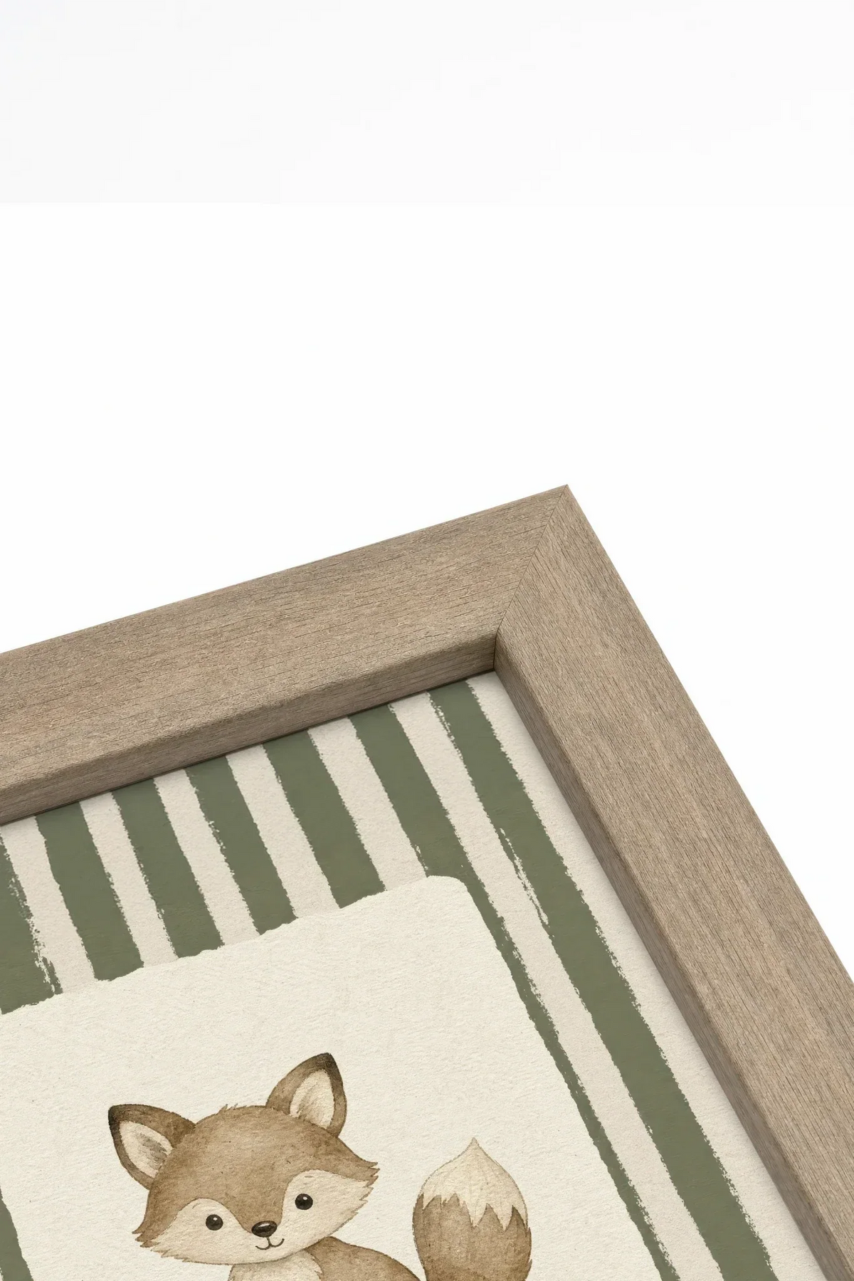 Sage Stripe Fox Framed Canvas Art - product image 2