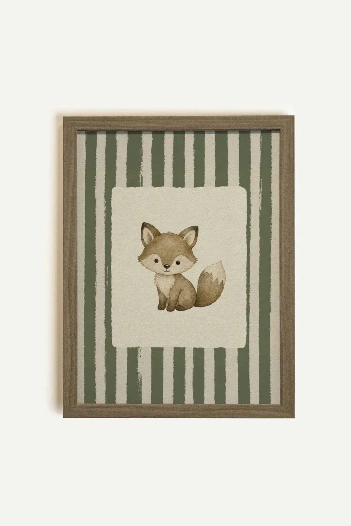 Sage Stripe Fox Framed Canvas Art - product image 1