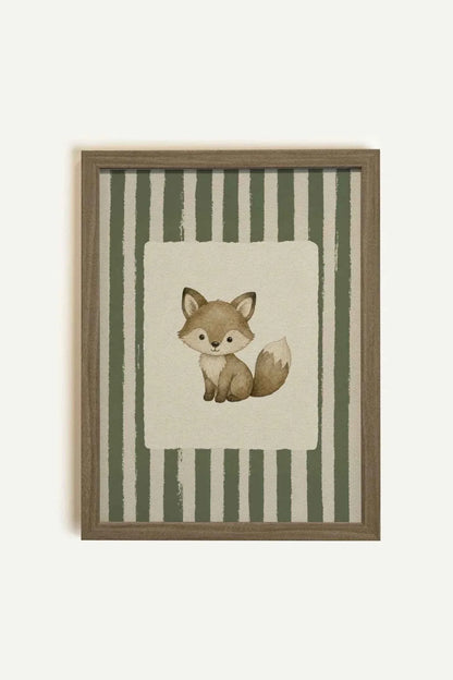 Sage Stripe Fox Framed Canvas Art - product image 1