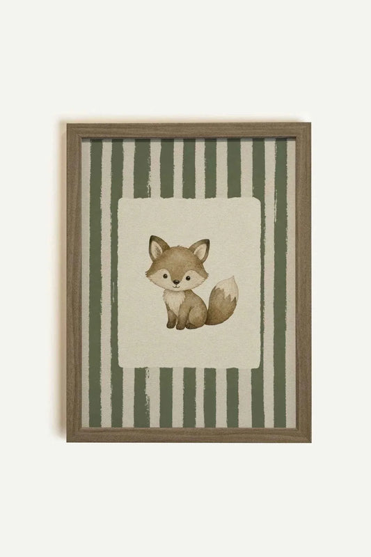 Sage Stripe Fox Framed Canvas Art - product image 1