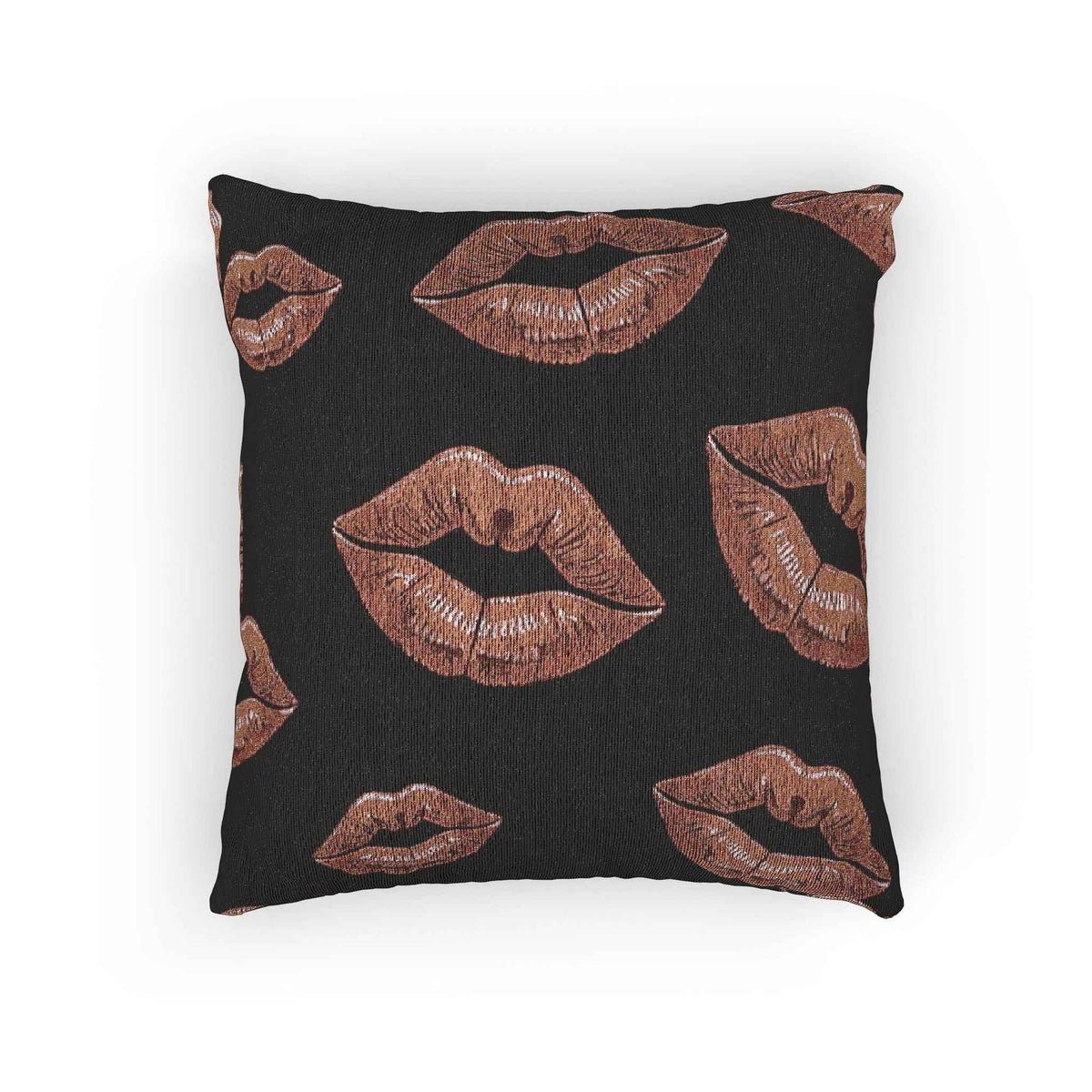 Rose Gold Lip Print Woven Accent Pillow