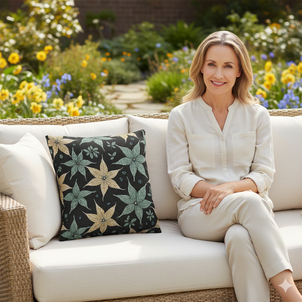 Star Floral Pattern Woven Accent Pillow - product image 3
