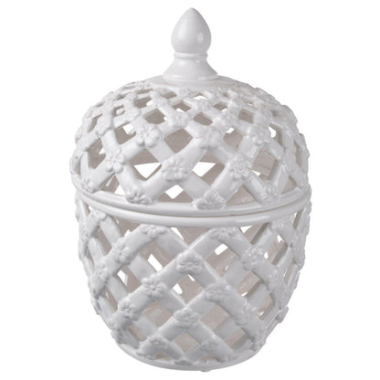 Tall Lattice Ceramic Lidded Jar - product image 2
