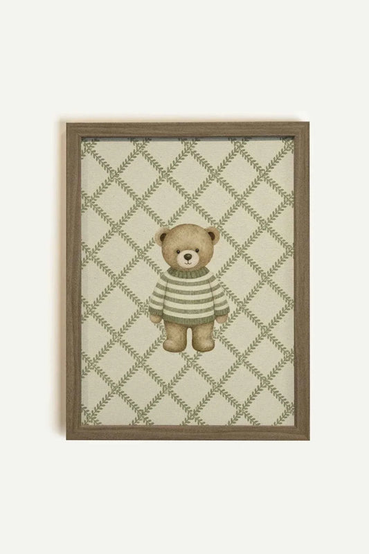 Striped Sweater Bear Framed Canvas Art - product image 1