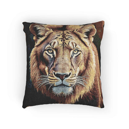 Lion Portrait Woven Accent Pillow