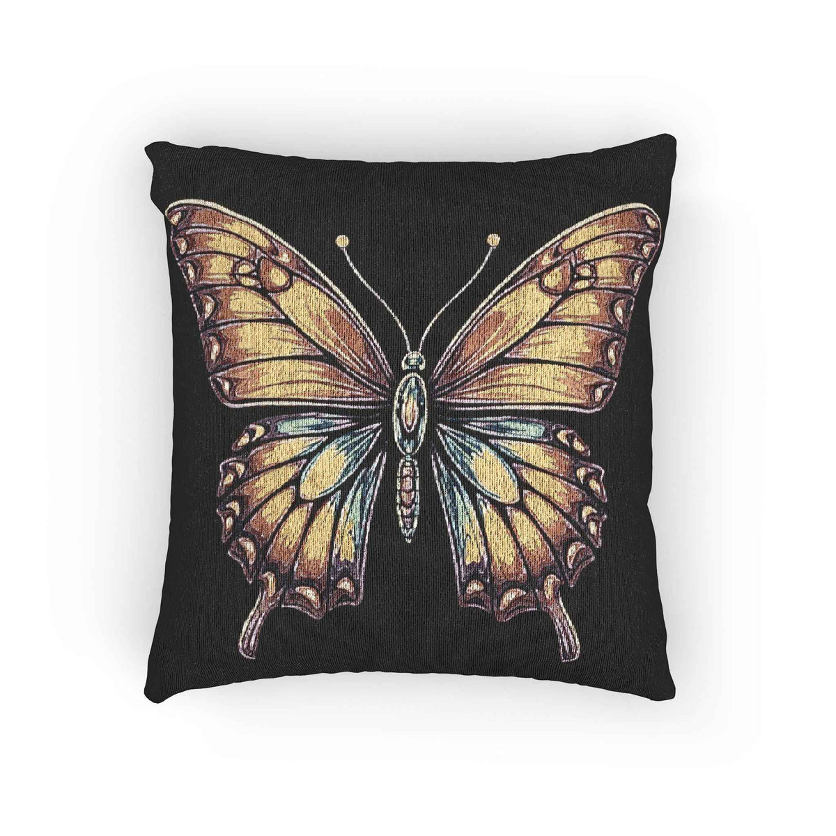 Golden Butterfly Woven Accent Pillow