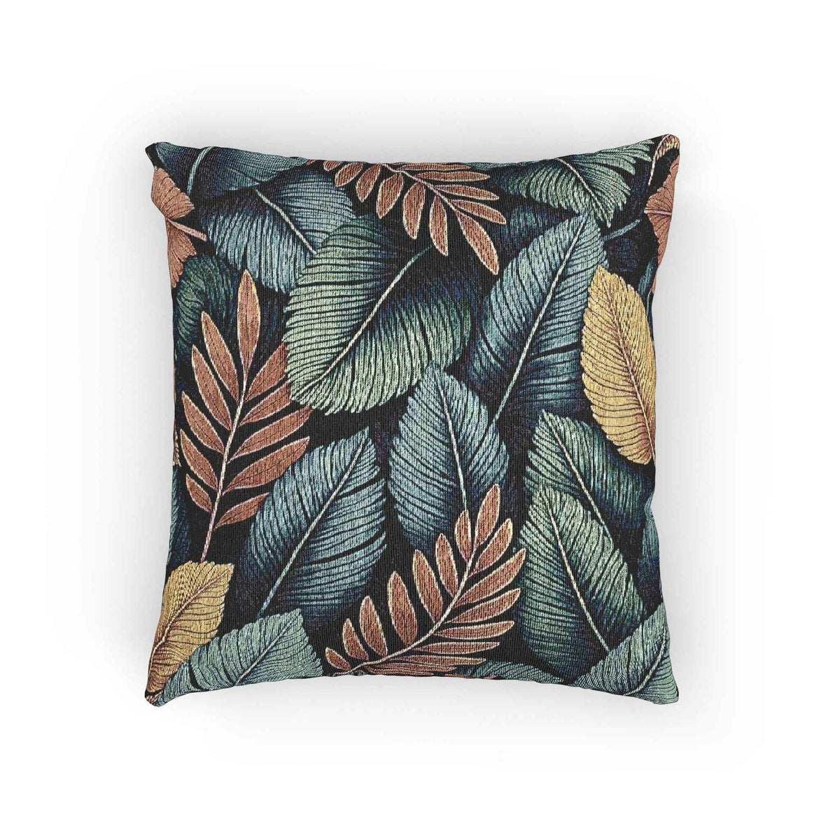 Tropical Leaf Pattern Woven Accent Pillow