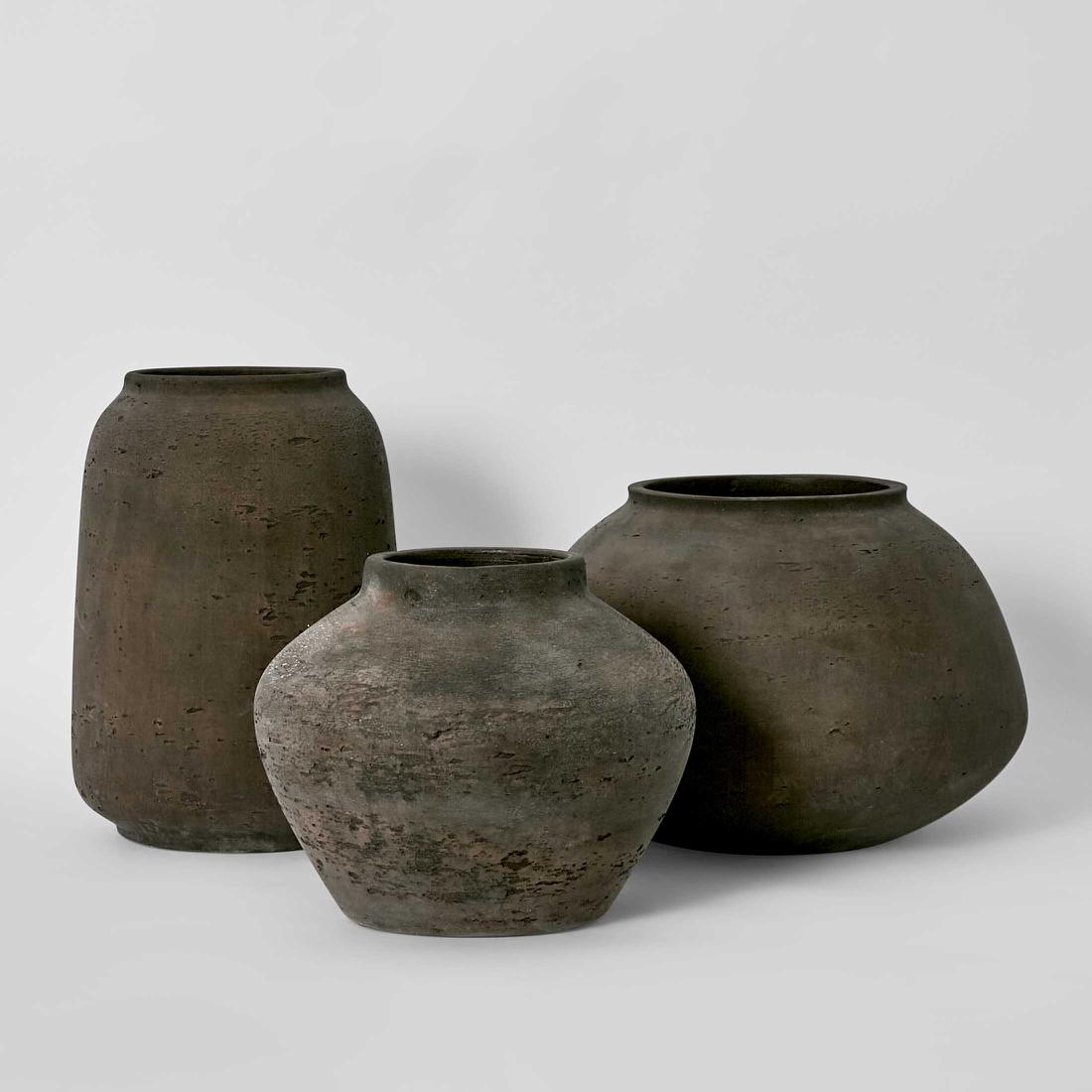 Wide Earth-Brown Eco-Cement Vase - product image 3