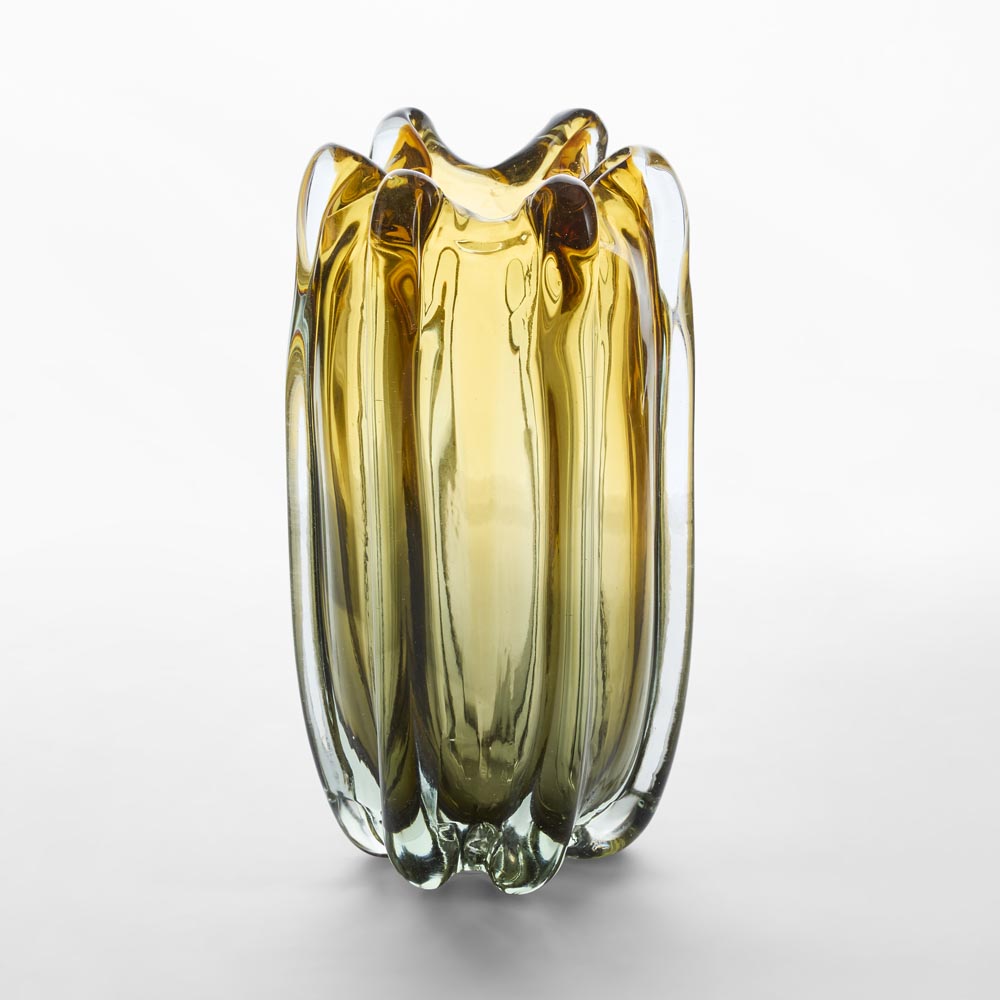 Large Amber-to-Green Ombre Glass Vase - product image 1
