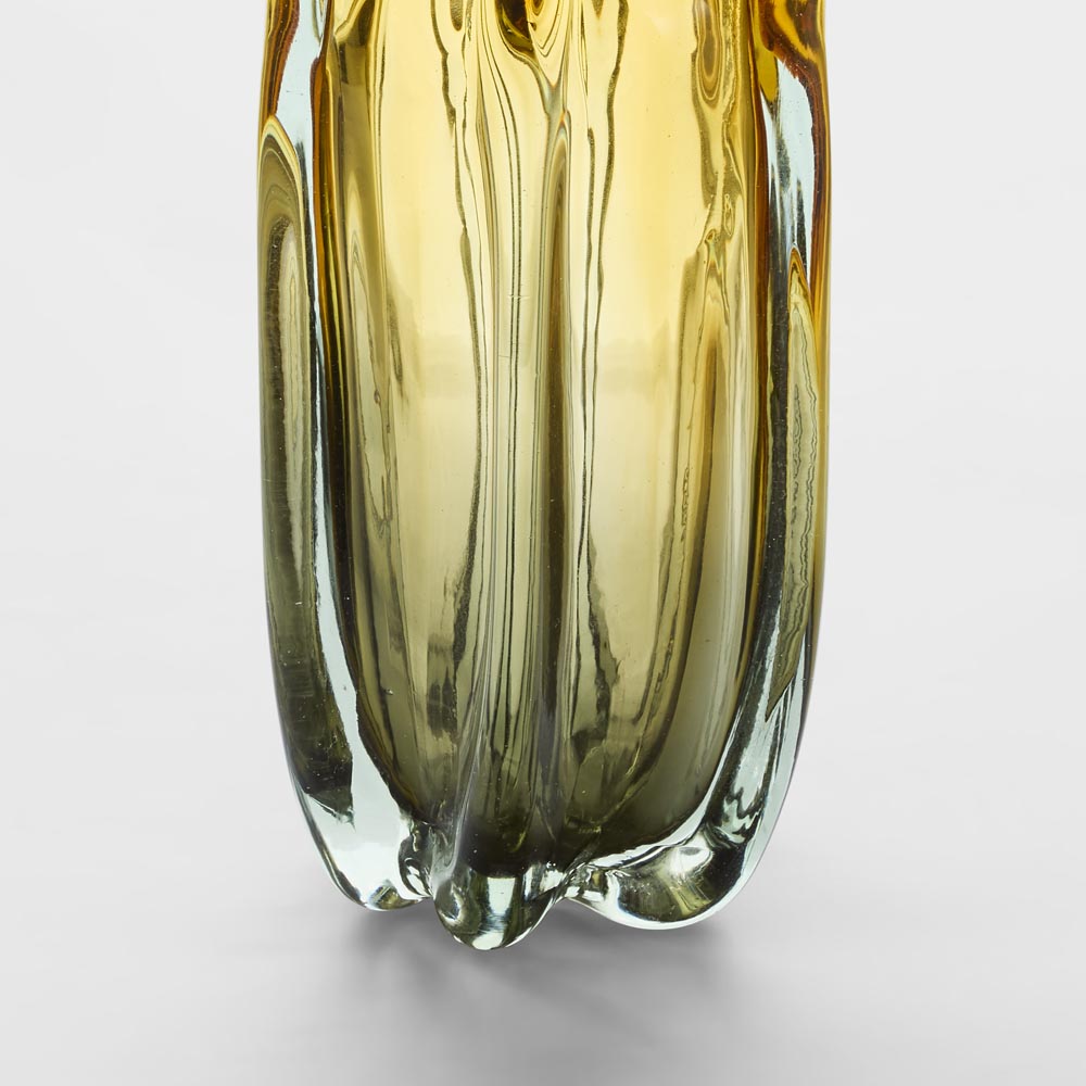 Large Amber-to-Green Ombre Glass Vase - product image 2