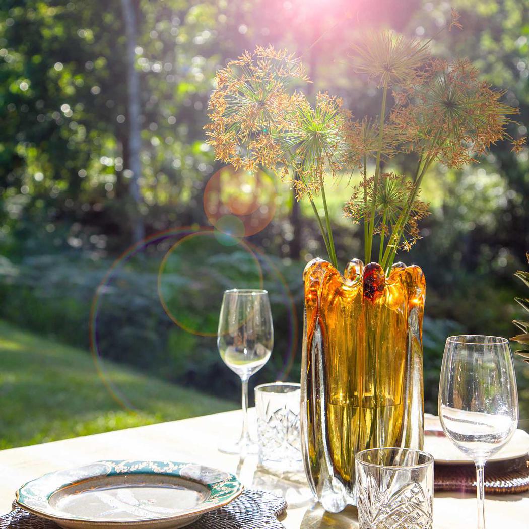Large Amber-to-Green Ombre Glass Vase - product image 5