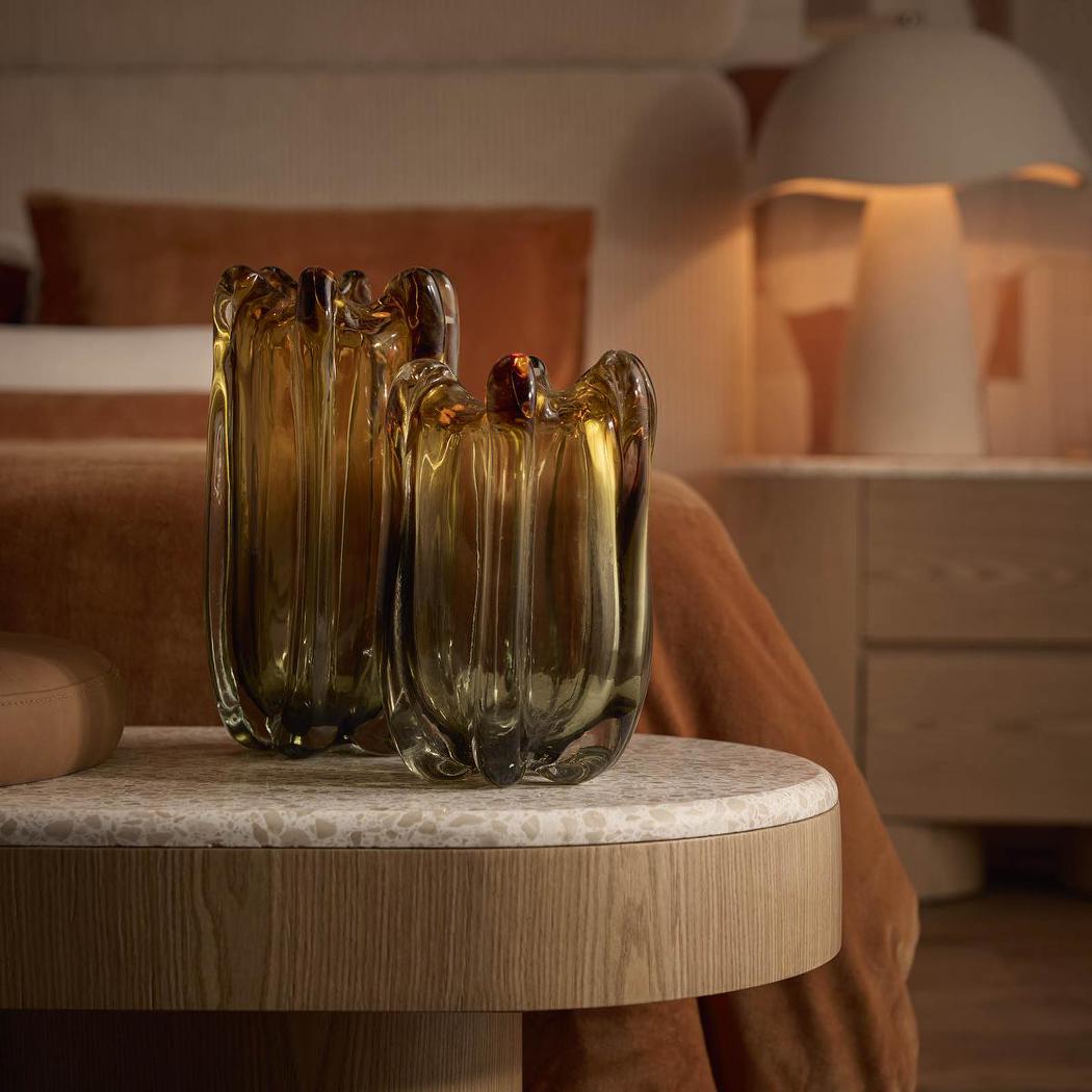 Large Amber-to-Green Ombre Glass Vase - product image 9