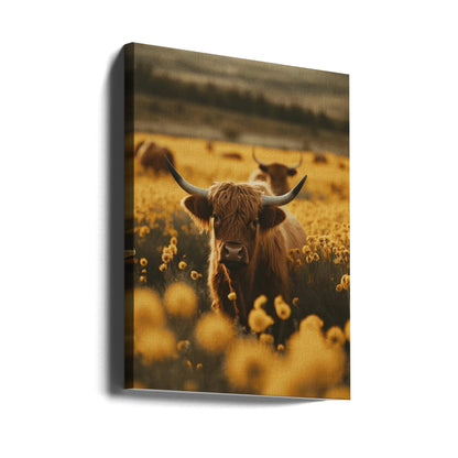 Highland Cattle in Meadow Canvas Art - product image 3