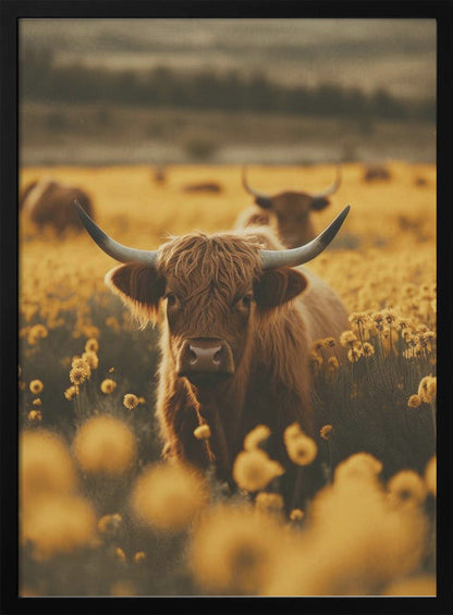 Highland Cattle in Meadow Canvas Art - product image 2