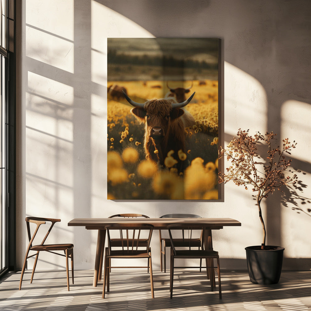 Highland Cattle in Meadow Canvas Art - product image 5