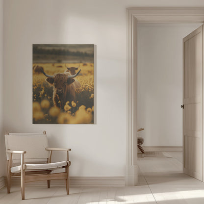 Highland Cattle in Meadow Canvas Art - product image 9