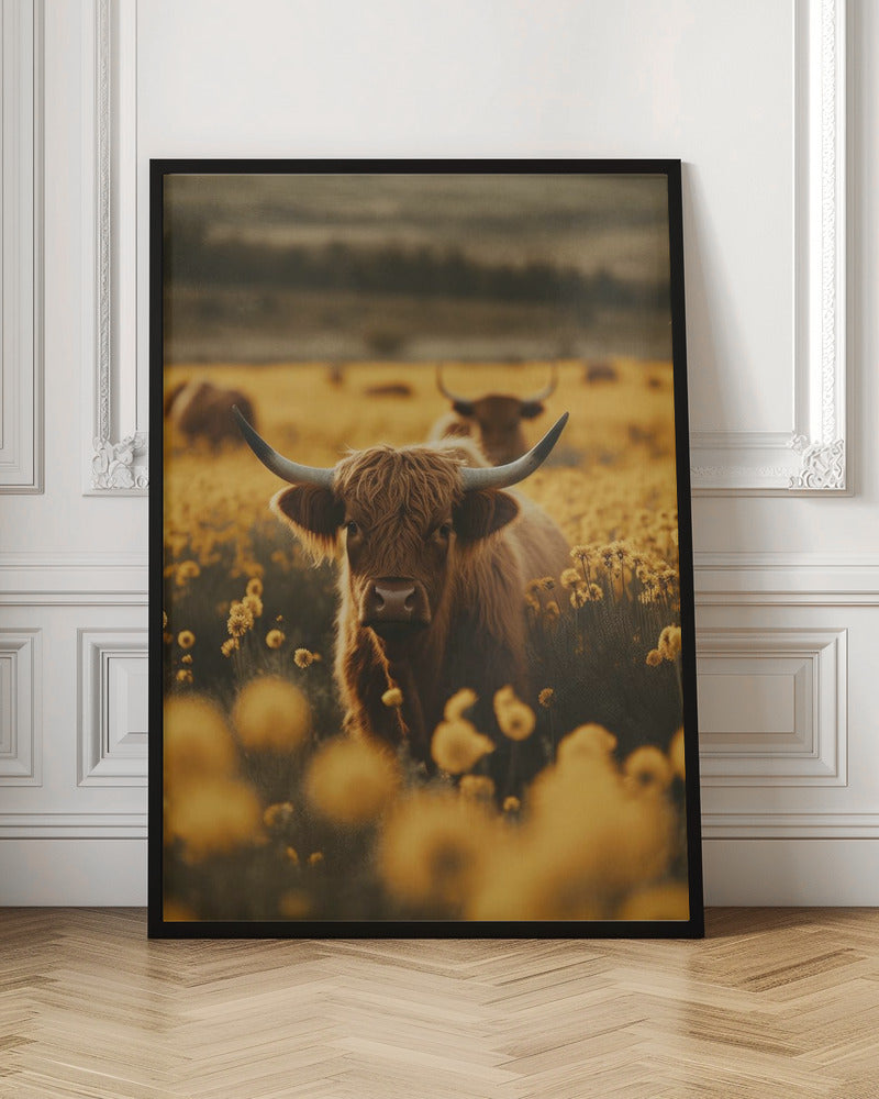 Highland Cattle in Meadow Canvas Art - product image 4