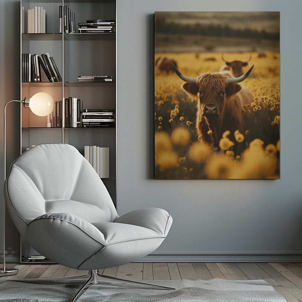 Highland Cattle in Meadow Canvas Art - product image 10