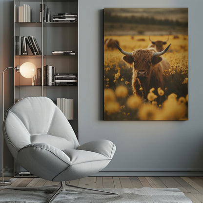 Highland Cattle in Meadow Canvas Art - product image 10