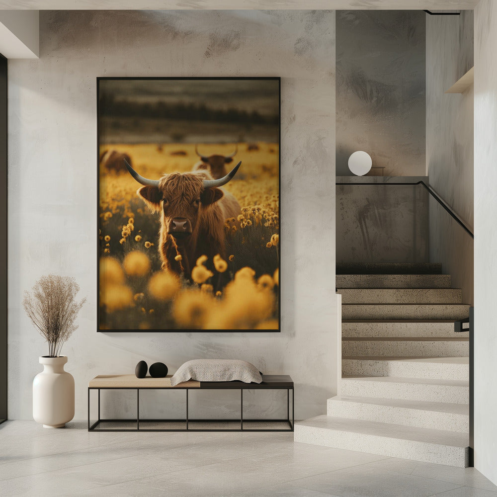 Highland Cattle in Meadow Canvas Art - product image 7