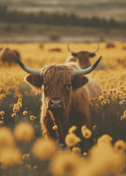 Highland Cattle in Meadow Canvas Art - product image 1